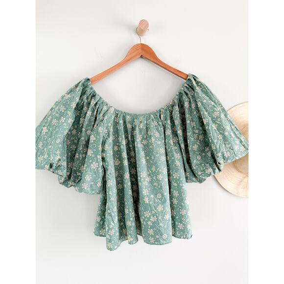 Tuckernuck | Hyacinth House Emmy Blouse in Green Floral | Sz M - Picture 9 of 10